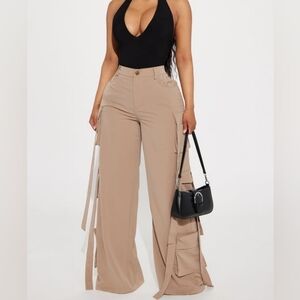Fashion Nova Archive Me Cargo Wide Leg Pant - Khaki